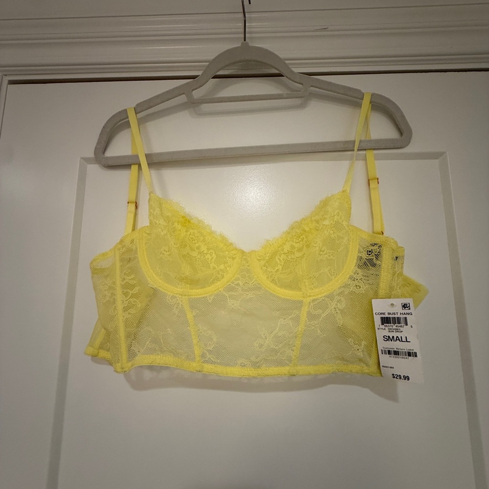 INC International Concepts Yellow Lace Longline Bralette